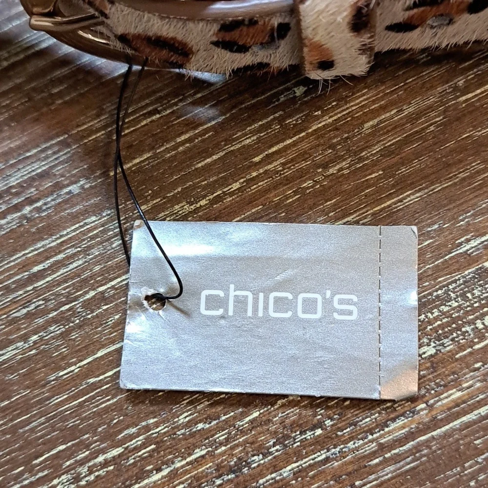 Chico’s Belt Arlie Animal Spring Haircalf Belt Size Medium Genuine Leather India
